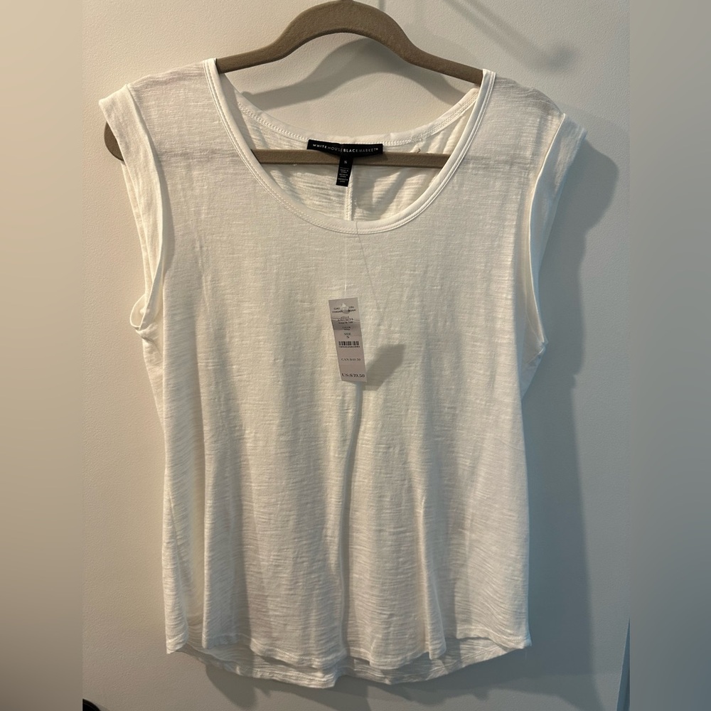 NWT White House Black Market, scoop neck white T-shirt - Picture 4 of 9